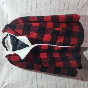 STEVE MADDEN Plaid Fleece Coat w/ Hood